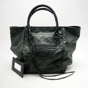 Balenciaga The Sunday Tote Bag Green Lambskin